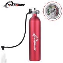 High Pressure Tubeless Bike Tire Inflator Air Tank 200 PSI Aluminum Alloy Bicycle Tyre Booster for MTB/Road Bike Presta/Schrader FP1000-V5-G-Red