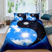 Yin Yang Duvet Cover Set Boho Trippy Art Twin Comforter Cover Gossip Traditional Ying Yang Theme King Size Polyester Quilt Cove 135x200cm