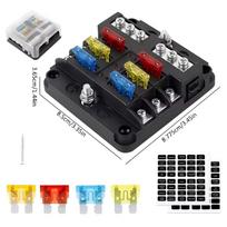 12V Fuse Block,Waterproof Boat Fuse Panel With LED Warning Indicator Proof Cover-6 Circuits With Negative Bus Fuse Box
