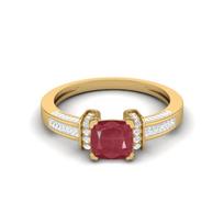 2.03 Cts Cushion Shape Ruby Art Deco Shank 925 Sterling Silver Gold Vermeil Classic Wedding Ring 8