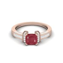 2.03 Cts Cushion Shape Ruby Art Deco Shank 925 Sterling Silver Rose Vermeil Classic Wedding Ring 9