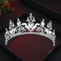 Headpieces Crystal Bridal Tiara Crown Baroque Diadem Veil Tiaras Princess Wedding Hair Tiara  Dance sidabro baltos spalvos