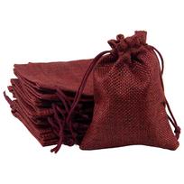 10pcs Drawstring Burlap Bag Multifunctional Storage Bag for Dice Poker Cards Coins raudona