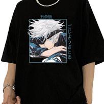 Jujutsu Kaisen Anime Gojo Satoru Print Marškinėliai Moterims Kasdieniai Firminiai Viršutiniai Vasariniai Trumpomis Rankovėmis Vasariniai Marškinėliai Sportui Bėgiojimui Viršus XS juoda