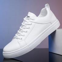 Fashion Flat Men Shoes Tenis Para Hombre Spring Luxury White Leather Casual Shoes Men Leisure Sneakers Trend Male Skateboard Shoes 39-48 39 balta