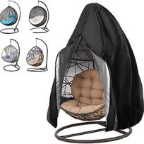 Atsparus vandeniui lauko kiaušinio formos kėdės užvalkalas, 210D juodas Oksfordo audinys, apsaugantis nuo dulkių ir oro sąlygų. Fits 190*115 Basket with Zipper juoda