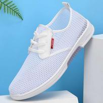 Men's summer breathable thin mesh sports versatile casual white shoes soft sole non-slip flat men's mesh shoes sandals 38 balta