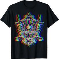 Samurai Oni Demon Mask Bushido Warrior Aesthetic Japanese T-Shirt S juoda