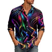Men's 70s Disco Sequin Outfit Sequin Shirt Fit Festive New Year's Eve Hawaiian Shirt With Buttons Shirt Men's Shirt Non-Iron Vintage Glitter Shirt L juoda