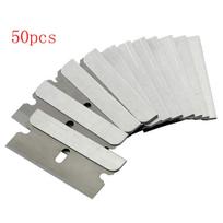 50pcs 100pcs Razor Blade Scraper Metal Glass Glue Cleaner Remover Knife Replacement Carbon Steel Blade Car Tinting Tool