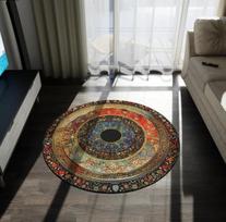 Senovinis persiškas apvalus kilimas Gėlių Art Deco veliūrinis kilimas Grindų kilimėlis Jūros apvalus kilimas Modernus abstraktus jūros kilimas Namų dekoravimas 80cm x 80cm