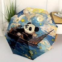 1pc Panda Voyage Auto Open/close, All-Season Portable Folding Umbrella for Women & Men, Travel, Everyday, Formal Events - Comp