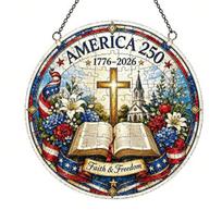 Acrylic Jigsaw Puzzle Suncatcher, US 250th Anniversary DIY Sun Catcher Kit, Stained Glass Style Patriotic Window Hanging Ornament for Independence Day Small D