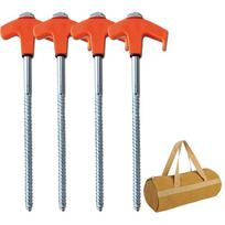 8/4pcs Outdoor Tent Nail 20/25cm Screw Anchor Stakes Pegs Screw In Tent Pegs Ground Nails M8 Carbon Steel Hexagonal Plastic Head