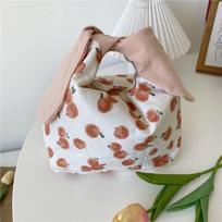 Stylish Japanese Bento Bag With Rabbit Ears Ins Zebra Pattern Lunch Box Tote For Work And School Orange