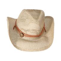 Outdoor Cowboy Strawhat Wide Brim Sun Hat with Wind Lanyard Breathable Casual Beach Hat (Khaki)