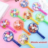 Bulk 10pcs Plastic Whistle Windmill Party Toys, Ideal Birthday Presents or Back to School Gifts for Kids.