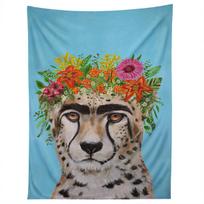 FRIDA KAHLO CHEETAH tapestry 75x100 juoda