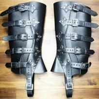 Medieval PU Leather Leg Guards Renaissance Warrior Boot Covers Equestrian Cosplay Gaiters 1pair juoda