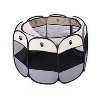 Foldable Octagonal Pet Tent Enclosed Cat Birthing Box Playpen Dog Crate Portable Essential (black,M) juoda