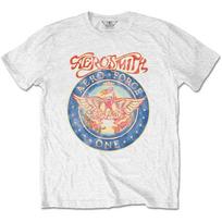 Aerosmith T Shirt Aero Force One Band Logo Official Mens White M XL