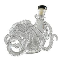 Aštuonkojo formos stiklinis ąsotis, 3D meninė borosilikatinio stiklo butelis viskiui, vynui, sodai, 350 ml dekoratyvinis skysčių butelis, unikalus baro dekoras, dovana 350ml skaidri