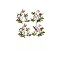 Set of 4 Artificial Peony Bud Stems Home Decor Floral Arrangement Faux Flowers for Indoor Decoration One Size rožinė