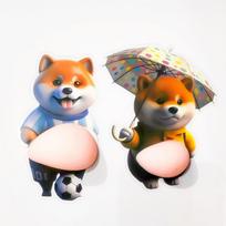 3D Cute Puppy Sticker Self-Adhesive Squeezeable Shiba Inu Phone Case Decoration Children's Birthday Party Favor Festival Supply
