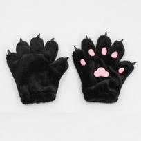 Cartoon Plush Cat Paw Gloves Furry Animal Claw Mittens Kawaii Cosplay Costume Gloves  Party juoda