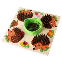 Toddler Hedgehog Board Game Kid Learning Counting Matching Game  Montessori Early Education Fine Motor Skill Sorting Toy Gift 30.5*30.5*1cm šviesiai žalios spalvos