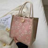 Popular Lunch Box Bento Bag New Rattan Woven Handbag Women Ins Souvenir Gift Small Shoulder Bag