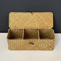 Japoniško stiliaus jūržolės laikymo krepšys su dangčiu ir skyreliais 32×12×11 CM