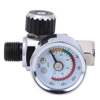 Oro slėgio reguliatorius 0-10 bar 0-140 psi aliuminio lydinio vožtuvas 1 4 colių BSPP įleidimo angos jungtis sidabrinė