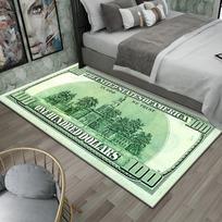 US Dollar Bill Print Large Area Rug - Creative Currency Design Floor Mat for Living Room Entrance Foyer Money Theme Decoration 40x60cm