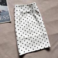 Retro Polka Dot High-Waisted Midi Skirt - Elegant, Slimming, Hip-Hugging Design for Spring and Summer L (107-117 jin) balta