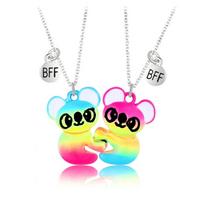 Good Friend Necklace for Duo Suit Love Bear Necklace Bff Children's Cartoon Necklace Magnetic Half Heart Pendant Necklac