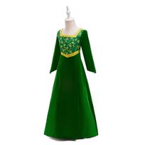 European Shrek Princess Fiona Green Cosplay Dress for Kids 110cm/5Y tamsiai žalia spalva
