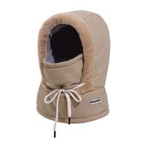 4-in-1 Thickened Cycling Cap Balaclava Hat Cotton Winter Warm Hat Unisex Scarf Hat Face Mask Earflap Integrated Pullover Cap chaki