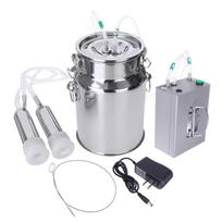 110V 7L Rechargeable Cow Goat Sheep Milker Stainless Steel Bucket Double Heads Hose With Restriction Valve Electric Milking Machine Cow Milking