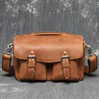 Retro Leather Slr Camera Bag Crazy Horse Leather Shoulder Messenger Bag First Layer Cowhide Portable Camera Bag