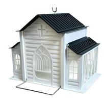 Church-Shaped Metal Bird Feeder with Solar Light, Outdoor Weatherproof Hanging Feeder, Decorative Bird Feeder for Garden, Yard and Deck Decor balta