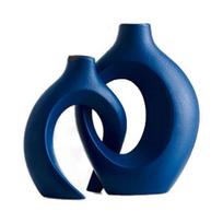 Vase Ornament, Resin Decorative Vase Sculpture, Table Decor for Living Room Bedroom Office Home Balcony Indoor E