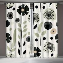 2-Piece Mid-Century Bohemian Curta, Polyester Fabric, Machine Washable, Suitable For Bedroom Living Room Decoration 53x116cm &2pc