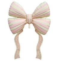 60-Inch Giant Striped Bowknot Foil Balloon, Helium-Supported Large Ribbon Mylar Balloon, Aesthetic Matte Pink Bow Shape Decorations 60Inch