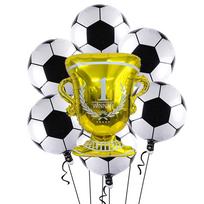 7Pcs Soccer Theme Foil Balloon Set, Golden Champion Trophy & 18-Inch Football Mylar Balloons, Aesthetic Sports Event Decorations Other
