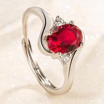 New S925 Sterling Silver Ring Ruby Classic Ring Adjustable as Engagement Jewelry Gift for Women sidabras