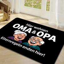 Funny Oma Opa Front Door Mat 2D Flat Printed Felt Polyester Composite Entryway Rug Grandparents House Indoor Hallway Mat 40cm x 60cm