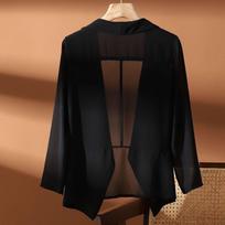 Summer Women Sun Protection Capes Loose Shawl Thin Chiffon Jacket Women Sunscreen Beach Top M juoda