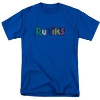 Rubiks Cube Smudge Logo T Shirt Mens Licensed Puzzle Game Toy Fidget Royal Blue S