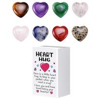 Heart Shaped Pocket Hug Stones Set Natural Polished Gemstone Heart Tokens with Gift Box for Keepsake Support Inspiration One Size